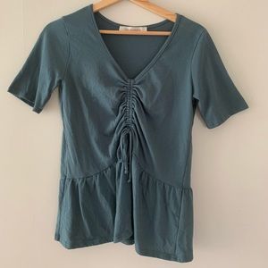 teal cinched top